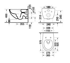 Унитаз подвесной Duravit Architec 36,5х57,5 см с крышкой Soft-Close санитарная керамика антрацит матовый 457269ADA1