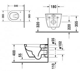 Унитаз подвесной Duravit Darling New 36,5х54 см керамика белый 2545090000