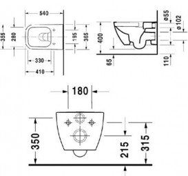 Унитаз подвесной Duravit Happy D.2 Rimless 36,5х54 см керамика белый 2222090000
