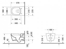 Унитаз подвесной Duravit ME by Starck Rimless 37х57 см керамика белый 25290900001