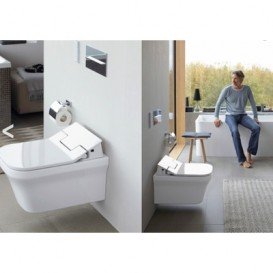 Унитаз подвесной Duravit Rimless ME by Starck 2529590000 + Крышка-биде Duravit SensoWash Slim 611000002000300