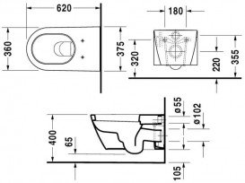Унитаз подвесной Duravit Starck 2 37,5х62 см керамика белый 2533090000