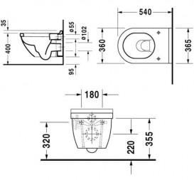 Унитаз подвесной Duravit Starck 3 36х54 см керамика белый 2225090000
