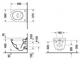 Унитаз подвесной Duravit Starck 3 37,5х48,5 см керамика белый 2227090000