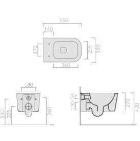 Підвісний унітаз Galassia MEG11 PRO 35х55 см кераміка білий матовий 5486MT