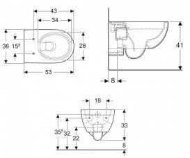 Унитаз подвесной Geberit Selnova безободковый 36х53 см фарфор белый 501.545.01.1