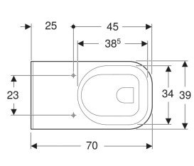 Унитаз подвесной Geberit Selnova Comfort Square 39х70 см сантехнический фарфор белый 500.792.01.7