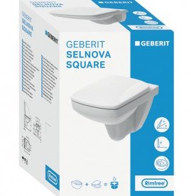Підвісний унітаз Geberit Selnova Square 35,5х53 см з сидінням з кришкою Soft-Close білий 501.961.00.1