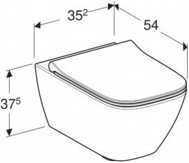 Унитаз подвесной Geberit Smyle Square 35,2х54 см безободковый санфарфор с крышкой белый 500.685.01.1