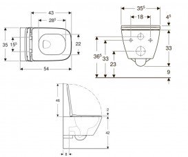 Унітаз підвісний Geberit Smyle Square безободковий 35,5х54 з кришкою Soft-Close 500.683.00.2