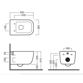 Унітаз підвісний Hatria Bianca 52х36 см санітарна кераміка білий глянцевий 00Y1X401