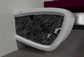 Унитаз подвесной Hidra Hi-Line 38х54,5 см санфаянс черный матовый мрамор HIW10 102 black matt marble