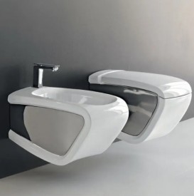 Унитаз подвесной Hidra Hi-Line 38х54,5 см санфаянс белый/серебро HIW10 014 bianco/platino