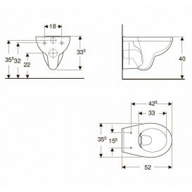 Унітаз підвісний Kolo Rekord 35,5х52 см з сидінням з кришкою Soft-Close білий K99033000+K90122000