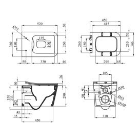 Унитаз подвесной Kroner Eifel KE523629WHIR 36х52 см с крышкой Soft-Close фаянс белый CV032968