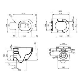 Унітаз підвісний Kroner Harz KH523632WHIR 36х51,5 см з кришкою Soft-Close фаянс білий CV032969