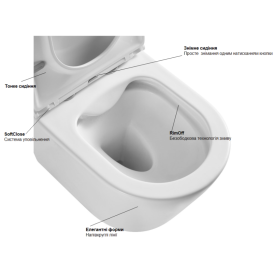 Підвісний унітаз Ravak Concept Cube RimOff 35х48 см з сидінням кераміка білий глянець RKUM000010