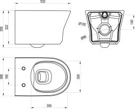 Унитаз подвесной Ravak Ypsilon RimOff 36,8х53,2 см керамика белый X01959