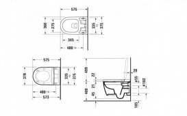 Унітаз підвісний Rimless Duravit ME by Starck 2510092000 + сидіння SensoWash® Starck f Lite 612001012000310