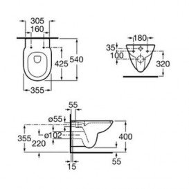 Унитаз подвесной Roca Debba Round Rimless керамика белый и крышка с функцией Soft Close SUPRALIT белый A34H996000