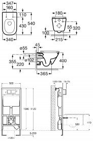 Унітаз підвісний Roca Gap A34H47C000 + Інсталяція A890090020 + Кнопка A890096001