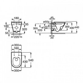 Унитаз подвесной Roca GAP ROUND Rimless с крышкой Soft-Close белый A34H0N8000