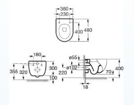 Унитаз подвесной Roca Meridian Compacto со скрытой инсталляцией Roca Duplo A89009000C