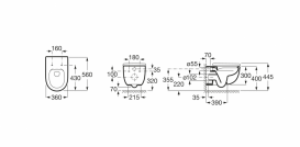 Унітаз підвісний Roca Meridian Rimless 36х56 см кераміка білий A34624L000