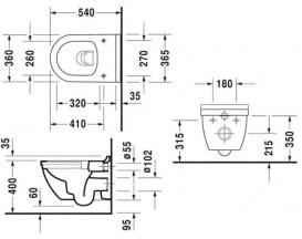 Унитаз подвесной с крышкой Duravit Starck 3 Rimless 36,5х54 см керамика белый 45270900A1