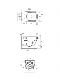 Унитаз подвесной Simas Baden Baden Rimless 36х56 см фаянс белый BB 18 / F85