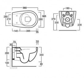 Унитаз подвесной Simas Vignoni Rimless 36,5х56 см фаянс черный матовый VI18/F85