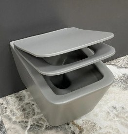 Унітаз підвісний VBI Caprera 36х50,5 см із сидінням кераміка сірий матовий VBI-020303