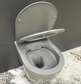 Унітаз підвісний VBI Vulcano 36х49,5 см з сидінням кераміка світло-сірий матовий VBI-020416