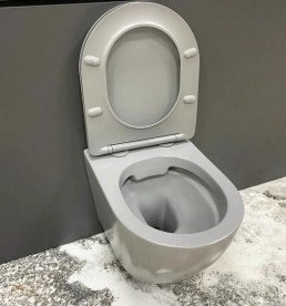 Унітаз підвісний VBI Vulcano 36х49,5 см з сидінням кераміка світло-сірий матовий VBI-020416