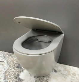 Унітаз підвісний VBI Vulcano 36х49,5 см з сидінням кераміка світло-сірий матовий VBI-020416