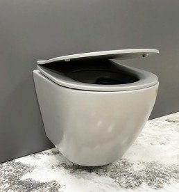 Унітаз підвісний VBI Vulcano 36х49,5 см з сидінням кераміка світло-сірий матовий VBI-020416