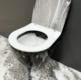 Унітаз підвісний VBI VULCANO 48х36 см безободковий з кришкою soft-close кераміка чорний онікс VBI-020403