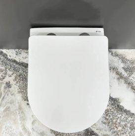 Унітаз підвісний VBI VULCANO 48х36 см безободковий з кришкою soft-close кераміка білий/золотий VBI-020402