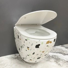 Унітаз підвісний VBI VULCANO 48х36 см безободковий з кришкою soft-close кераміка терраццо VBI-020409