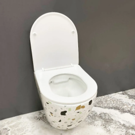 Унітаз підвісний VBI VULCANO 48х36 см безободковий з кришкою soft-close кераміка терраццо VBI-020409