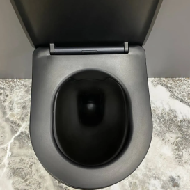 Унітаз підвісний VBI VULCANO 49х37 см безободковий з кришкою soft-close кераміка чорний матовий VBI-020412