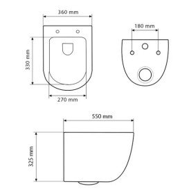 Унітаз підвісний VBI Vulcano M 36х55 см із сидінням кераміка білий VBI-020420