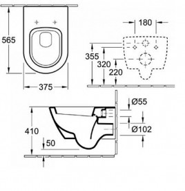 Унитаз подвесной Villeroy&Boch Subway 2.0 56001001+9M78S101 + Инсталляция 92246100 + Кнопка смыва 92249061
