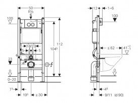 Унітаз Villeroy & Boch Avento 5656HR01 + Сидіння + Комплект 3 в 1 Geberit Duofix 458.121.21.1