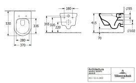 Підвісний унітаз Villeroy & Boch Architectura 37х53 см санітарна кераміка альпійський білий 4694R001