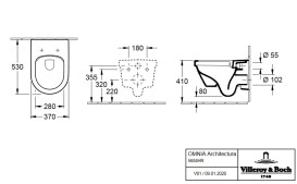 Унитаз подвесной Villeroy & Boch Architectura 37х53 см с крышкой санитарная керамика альпийский белый 5684HR01