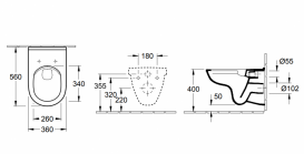 Унітаз підвісний Villeroy & Boch O.Novo 5660HR01 Directflush + Сидіння + Інсталяція ViConnect 92246100 + Кнопка змиву 92249061