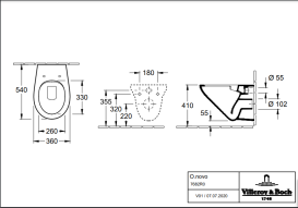 Унитаз подвесной Villeroy & Boch O.Novo 36х54 см санитарная керамика CeramicPlus пергамон 7682R0R3