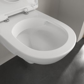 Унитаз подвесной Villeroy & Boch O.Novo 36х49 см с сиденьем санитарная керамика CeramicPlus альпийский белый 5688HRR1