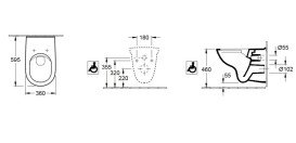 Унитаз подвесной Villeroy & Boch ViCare 36х59,5 см санитарная керамика AntiBac CeramicPlus альпийский белый 4695R0T2